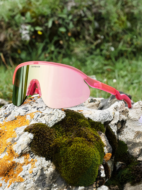 Junior Half-Rim Sports Sunglasses Flamingo Pink