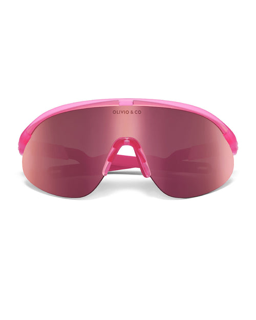 Junior Half-Rim Sports Sunglasses Flamingo Pink