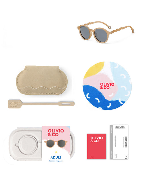 Teen & Adult Oval Sunglasses Sand Beige