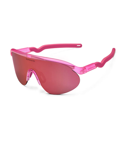 Junior Half-Rim Sports Sunglasses Flamingo Pink