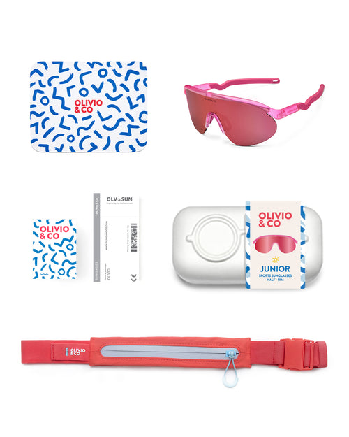 Kids Half-Rim Sports Sunglasses Flamingo Pink