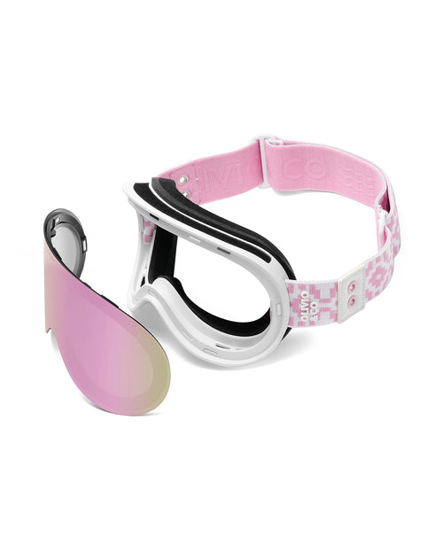 Adult Magnetic Ski Goggle Snowflake Pink