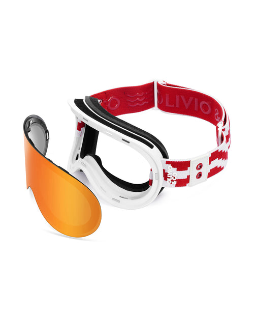 Adult Magnetic Ski Goggle Snow Peak Red