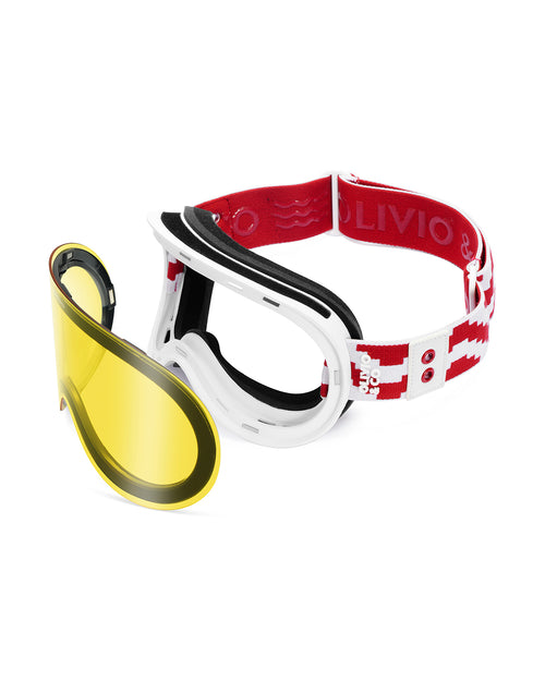 Adult Magnetic Ski Goggle Snow Peak Red