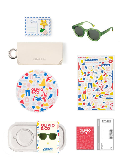Junior+ #D sunglasses Olive Green packaging
