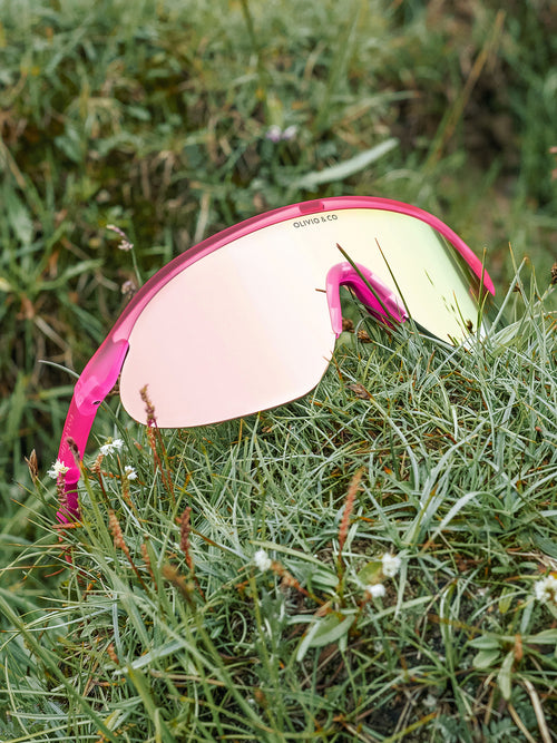 Kids Half-Rim Sports Sunglasses Flamingo Pink